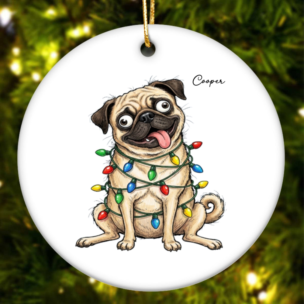 Custom Pet Portrait Quirky Silly Dog - Ceramic Ornament - Funny Christmas Gift For Dog Lover