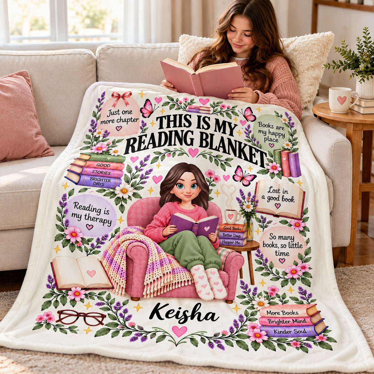 Just A Girl Who Loves Reading Books - Personalized Fleece Blanket - Christmas Gift For Girl, Granddaughter, Daughter, Book Lovers, Bookworm