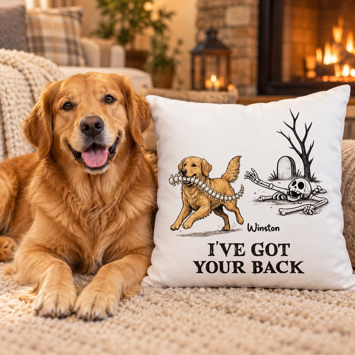 I've Got Your Back Dog Stealing Backbone - Personalized Pillow - Funny Halloween Gift For Dog Lovers