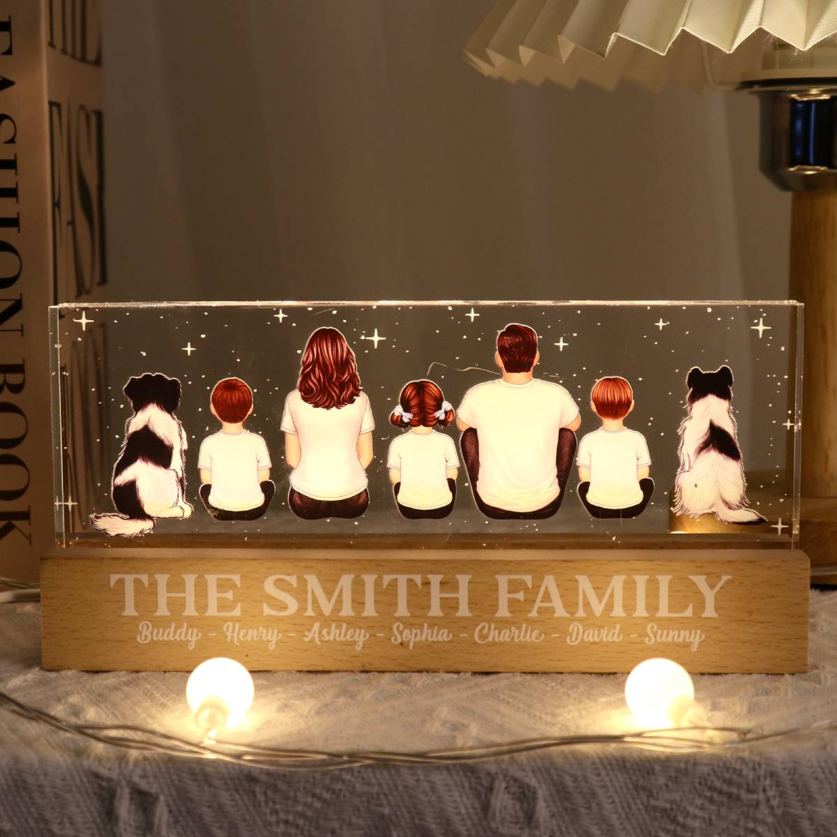 Whole Family Together Personalized Acrylic LED Night Light, Father's Day Gift For Dad, For Husband