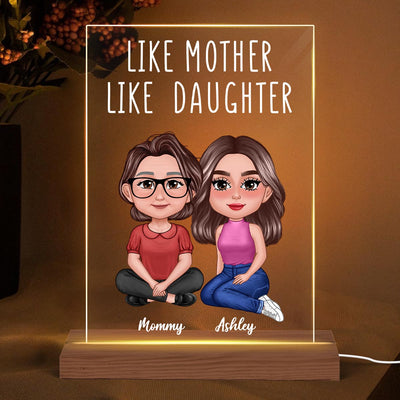 Pretty Doll Like Mother Like Daughters Doll Mom And Daughters Personalized Rectangle Acrylic Plaque LED Lamp Night Light