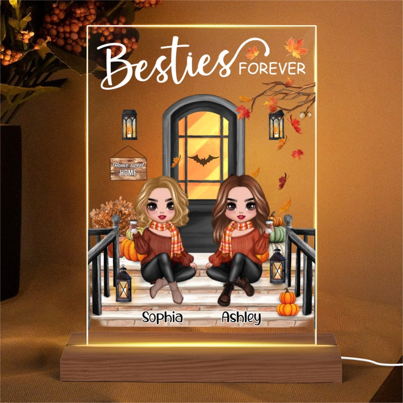 Best Friends Sisters Front Porch Personalized Plaque LED Night Light