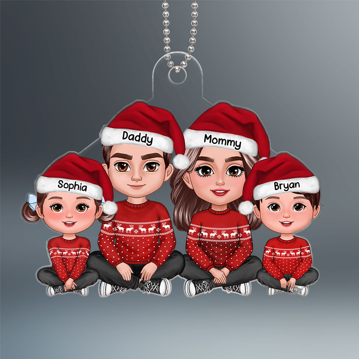Family Sitting Crossed Legs Christmas Gifts Personalized Acrylic Ornament