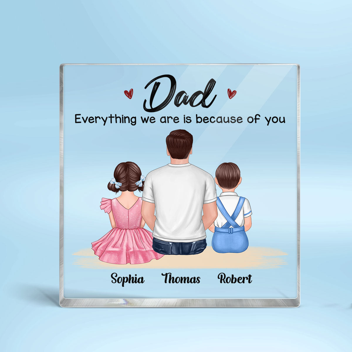 Dad And Pretty Kids Father‘s Day Gift Personalized Acrylic Block Plaque