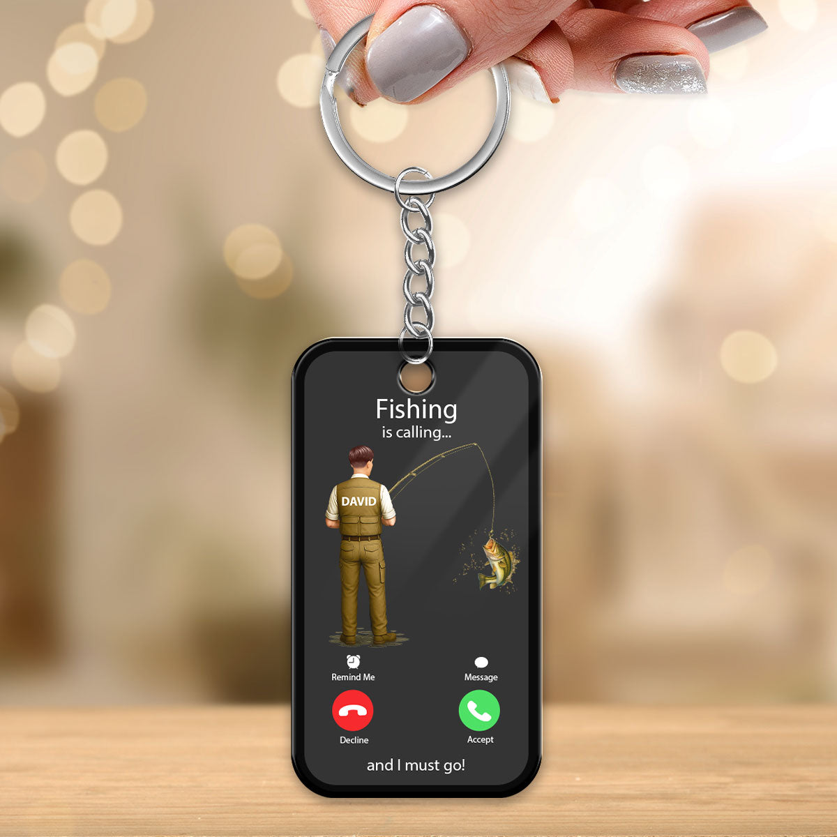 Fishing Calling Personalized Acrylic Keychain, Funny gift for Fisherman