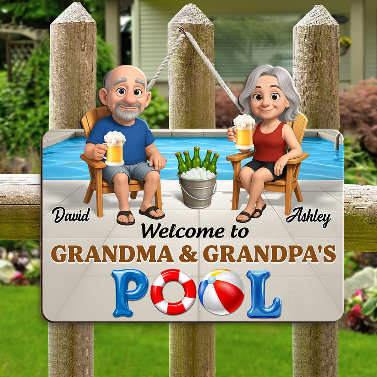 Life Is Better At Grandma Grandpa Pool Personalized Wood Sign