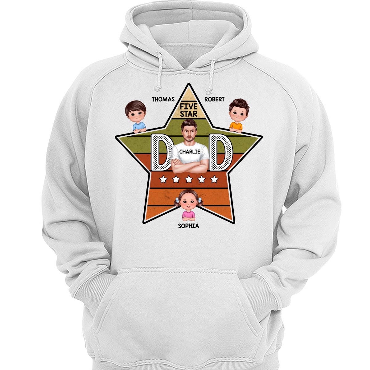 Five Star Dad Retro Real Man And Kids Personalized Shirt