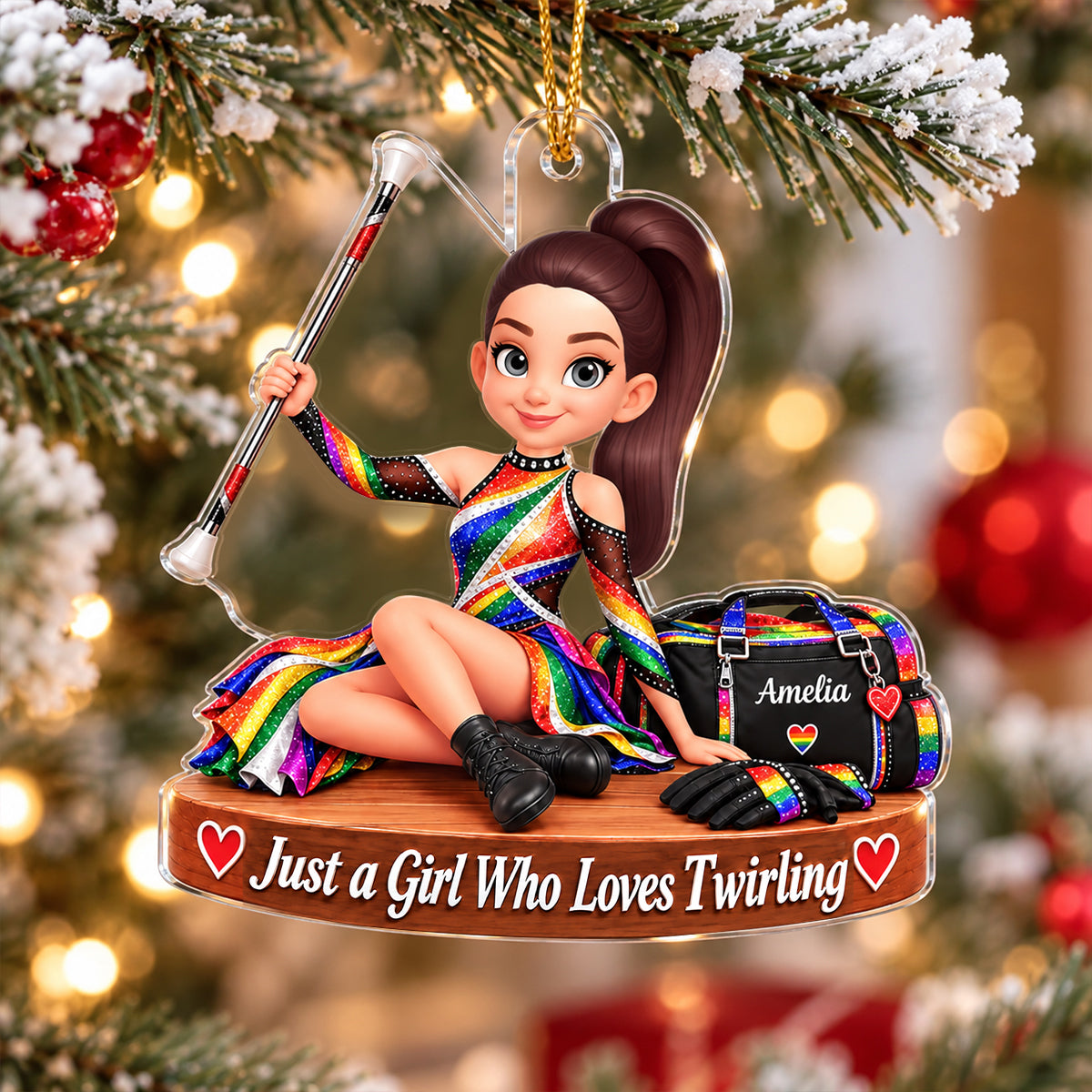 Just a Girl Who Loves Twirling - Personalized Acrylic Ornament - Christmas Gift for Daughter, Granddaughter, Niece