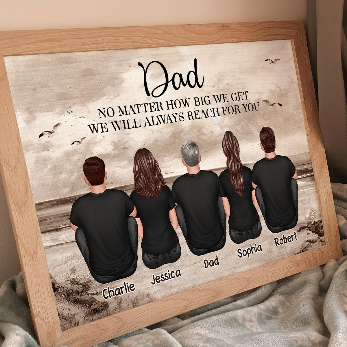 Dad No Matter How Big We Get Retro Vintage Beach Personalized Poster, Gift For Dad, For Husband