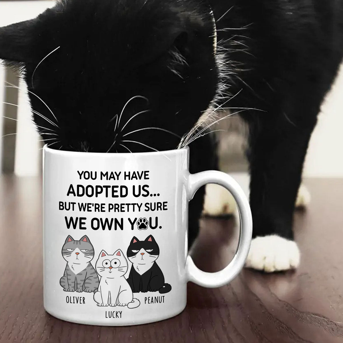 You May Have Adopted Me But Pretty Sure I Own You, Funny Personalized Ceramic Mug For Pet Lovers, Gift For Him,  Gift For Her