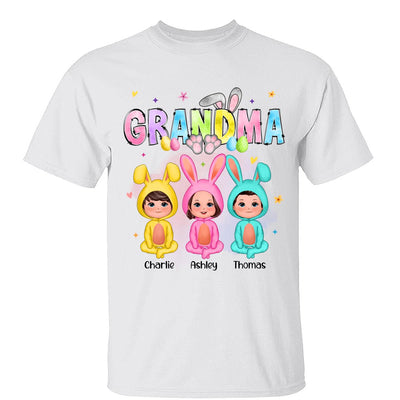 Grandma Bunny With Doll Grandkids Easter Personalized Shirt