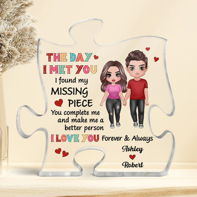 Colorful Pattern Standing Doll Couple Personalized Puzzle Acrylic Plaque