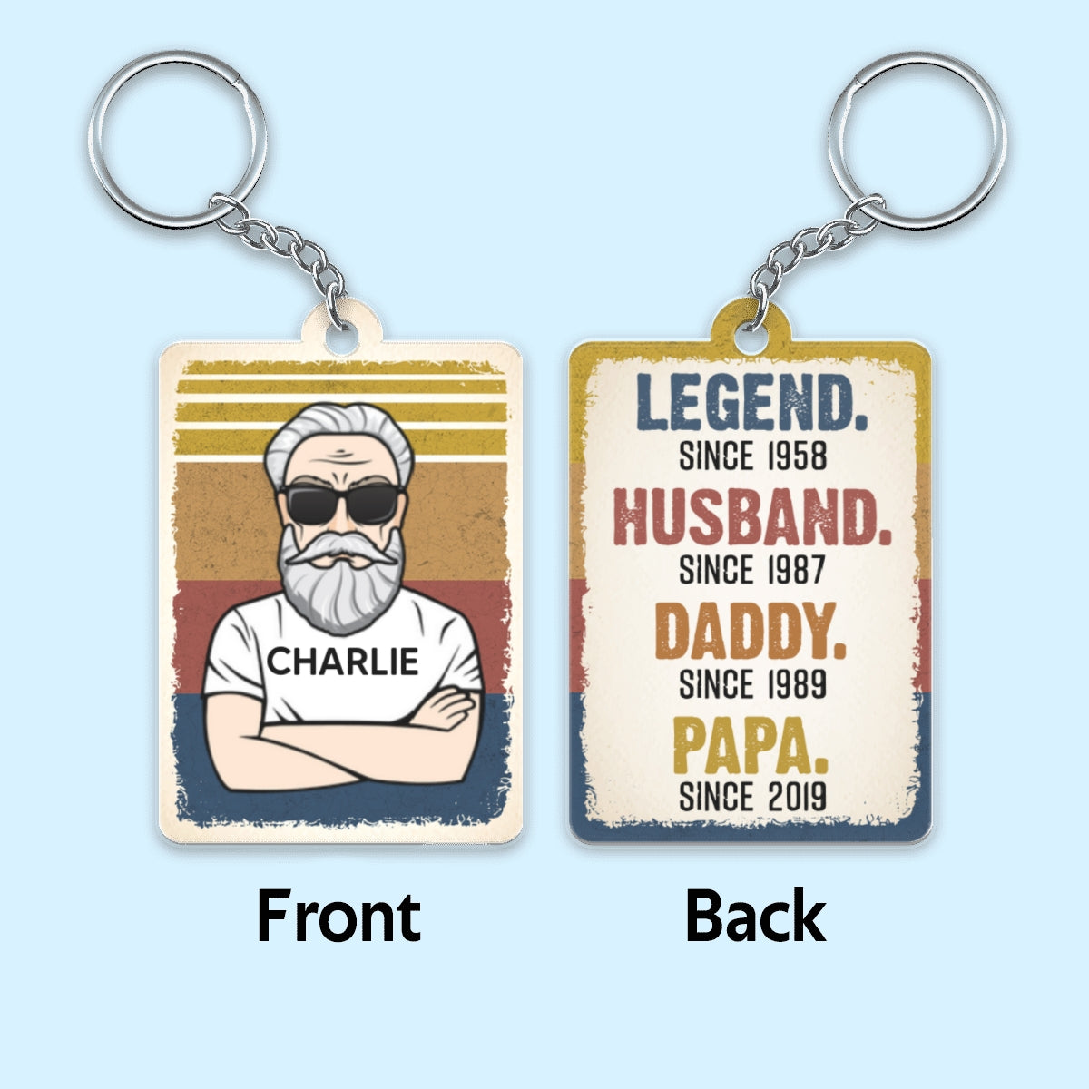 The Legend Grandpa Old Man Retro Personalized Acrylic Keychain