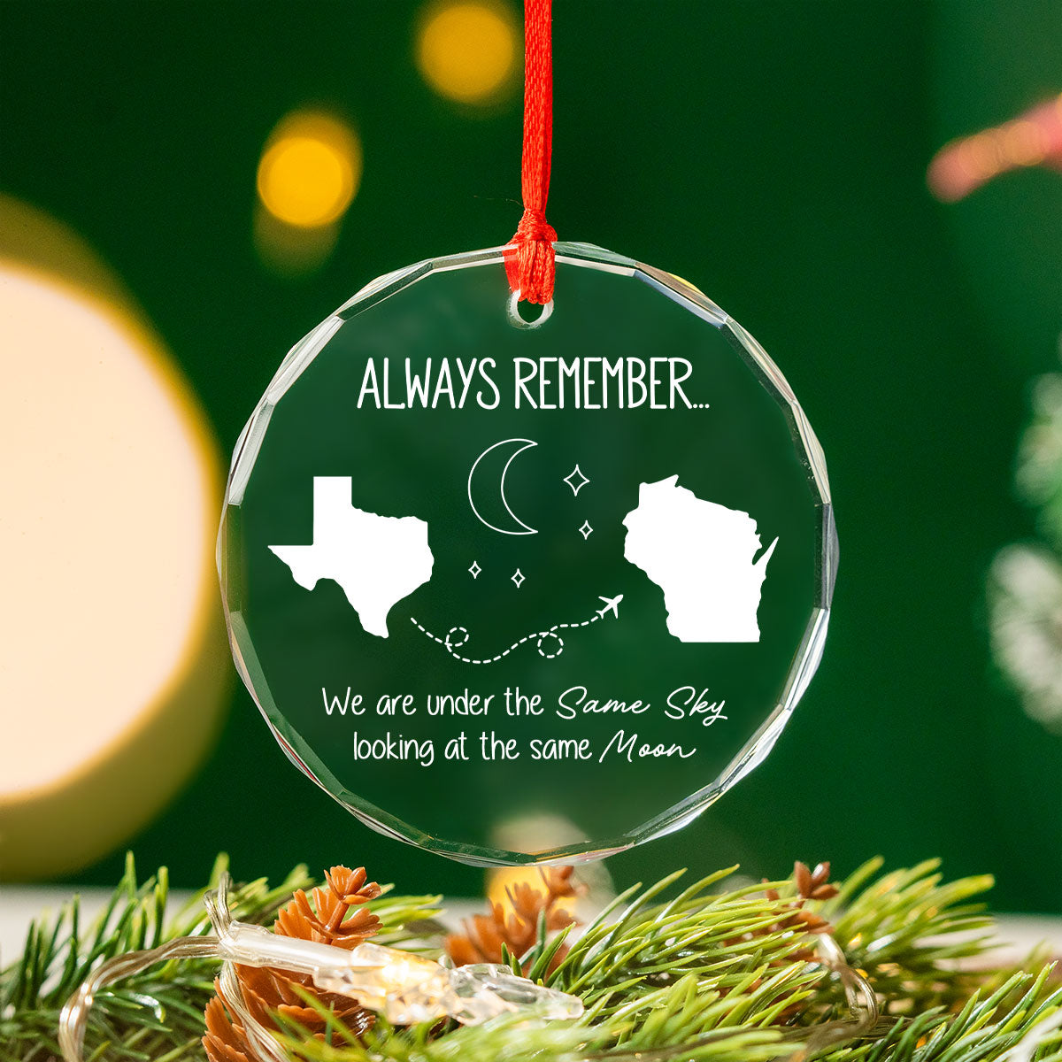 Family Siblings Sisters Besties Long Distance Personalized Glass Ornament, Christmas Gift