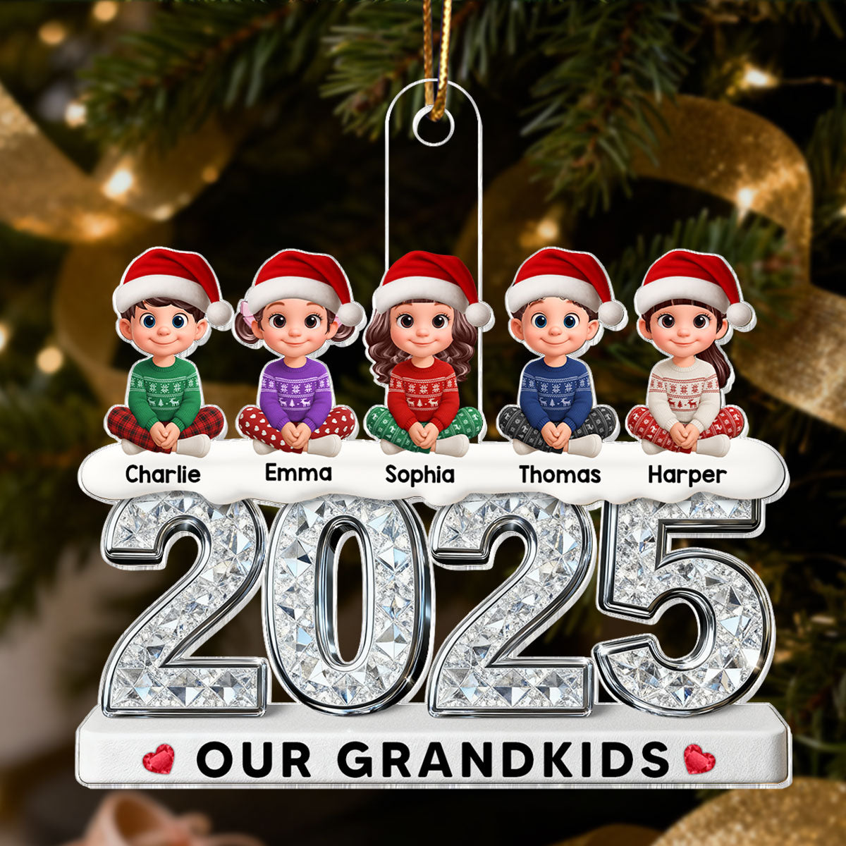3D Shinning Effect Our Grandkids Christmas - Personalized Acrylic Ornament - Gift For Grandparents