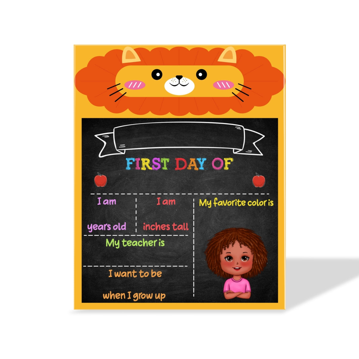 Lion Elephant Cute Kid First Day Of School Personalized Reusable Board Sign, Back To School Gift