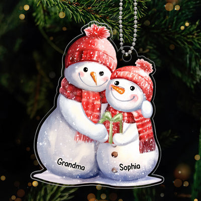 Snowman Grandma Grandkid Personalized Acrylic Ornament