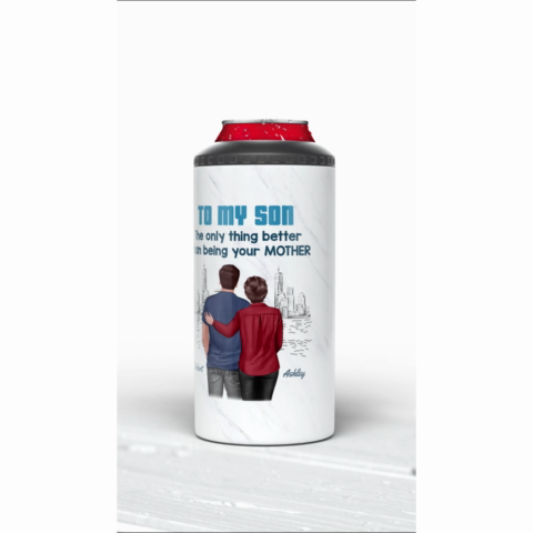 From Mom Dad To Son Watching You Be A Dad Blue Tone Personalized 4-in-1 Can Cooler, Gift For Son
