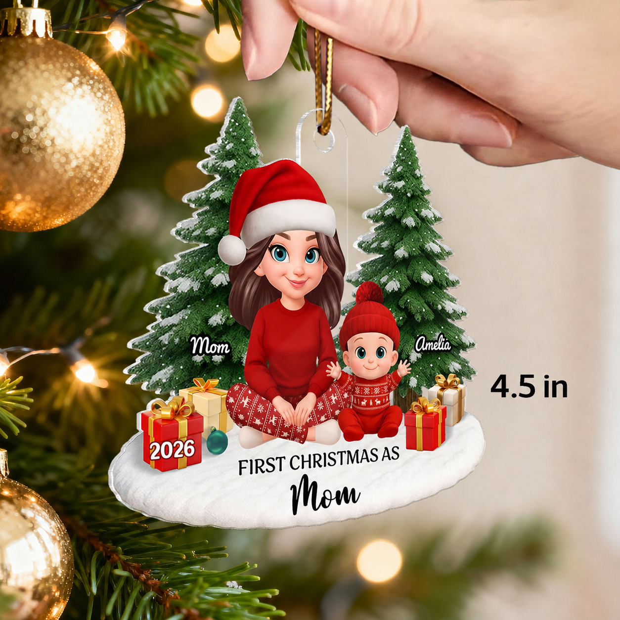 First Christmas With New Baby – Personalized Acrylic Ornament - Chritsmas Gift for Grandparent, Dad Mom, Big Sister, Big Brother