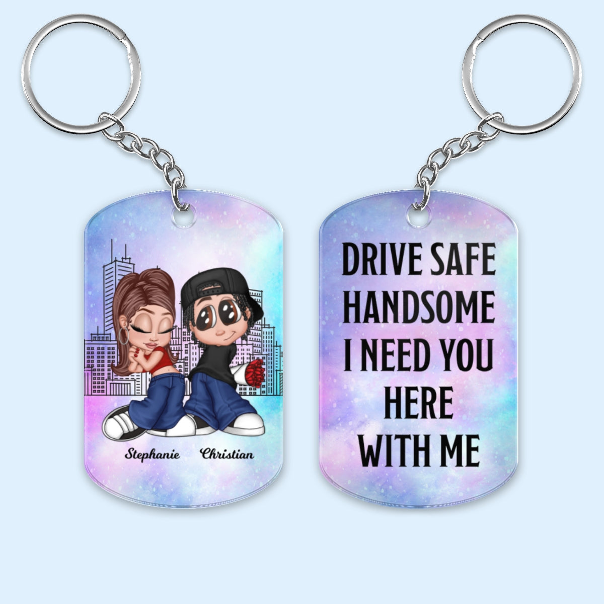 Drive Safe Handsome I Need You Here With Me, Y2K Couple Personalized Acrylic Keychain