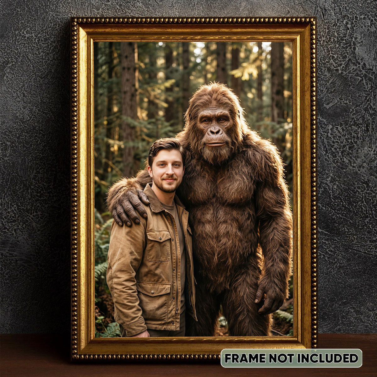 Custom Bigfoot Portrait from Photo - Personalized Poster - Vintage Christmas Gift for Dad, Husband