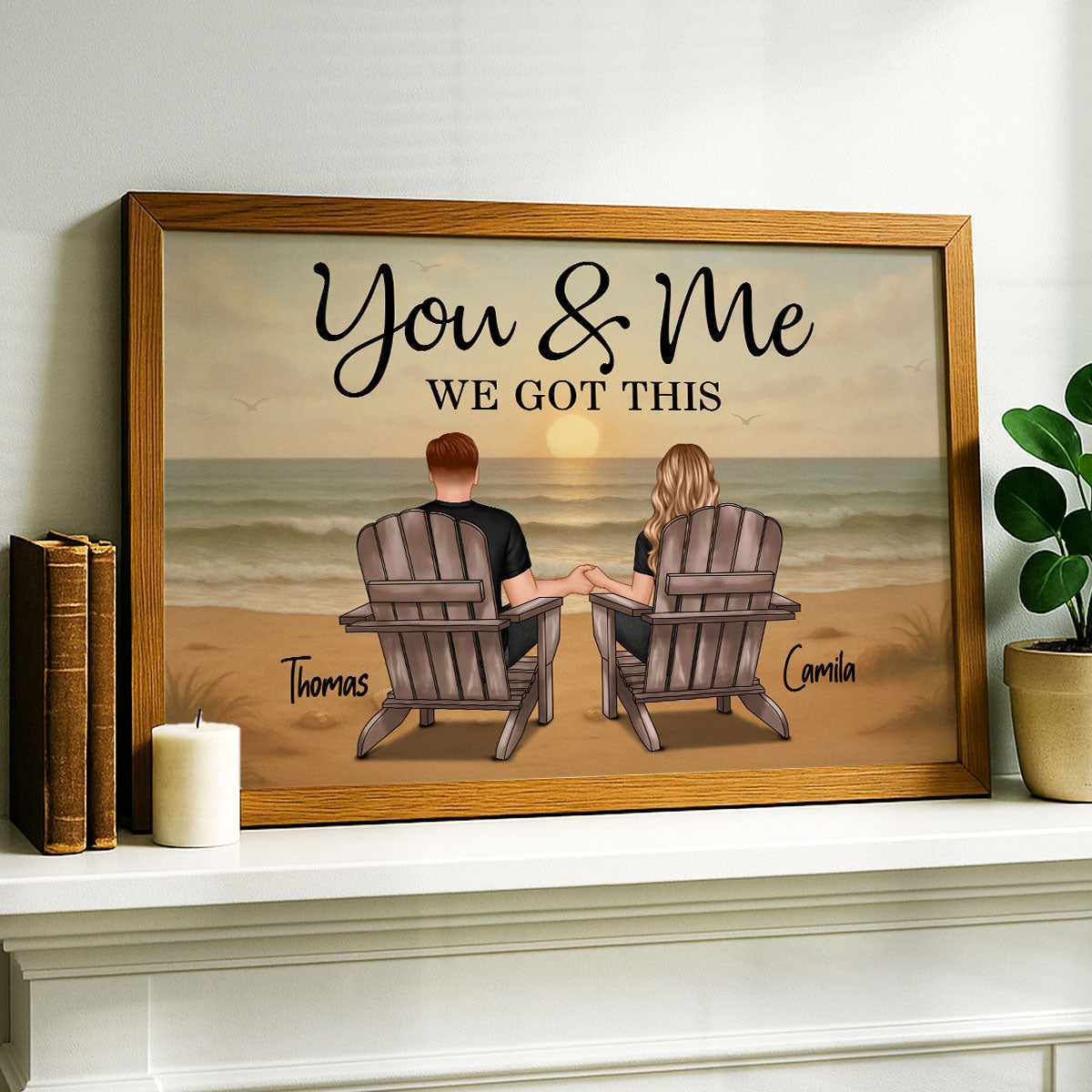 Retro Vintage Couple Mountain Landscape Personalized Poster| Heartfelt Anniversary Gift, Birthday Gift For Couple, For Him, For Her