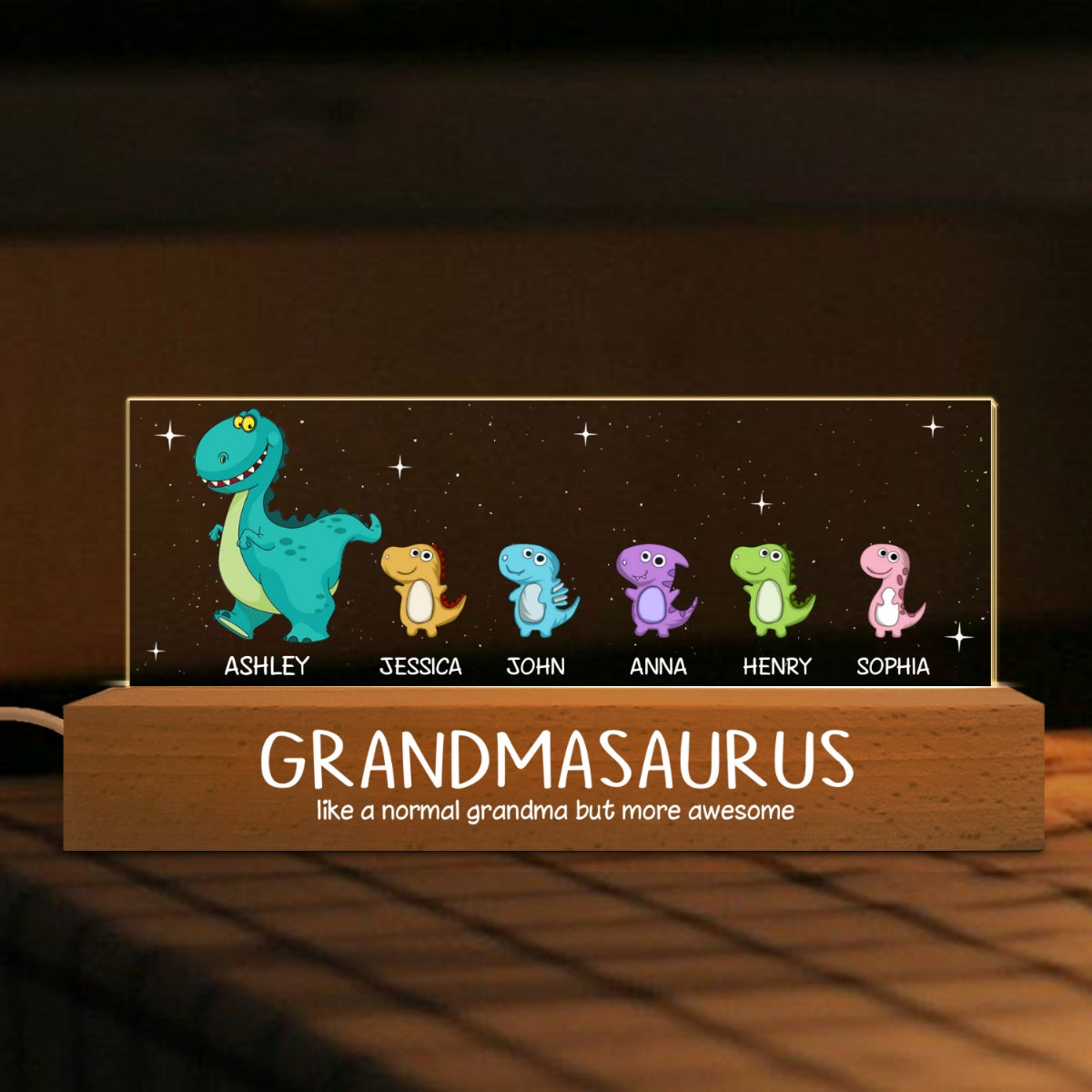 Grandmasaurus Like Normal Grandma But More Awesome Personalized Acrylic Block LED Night Light