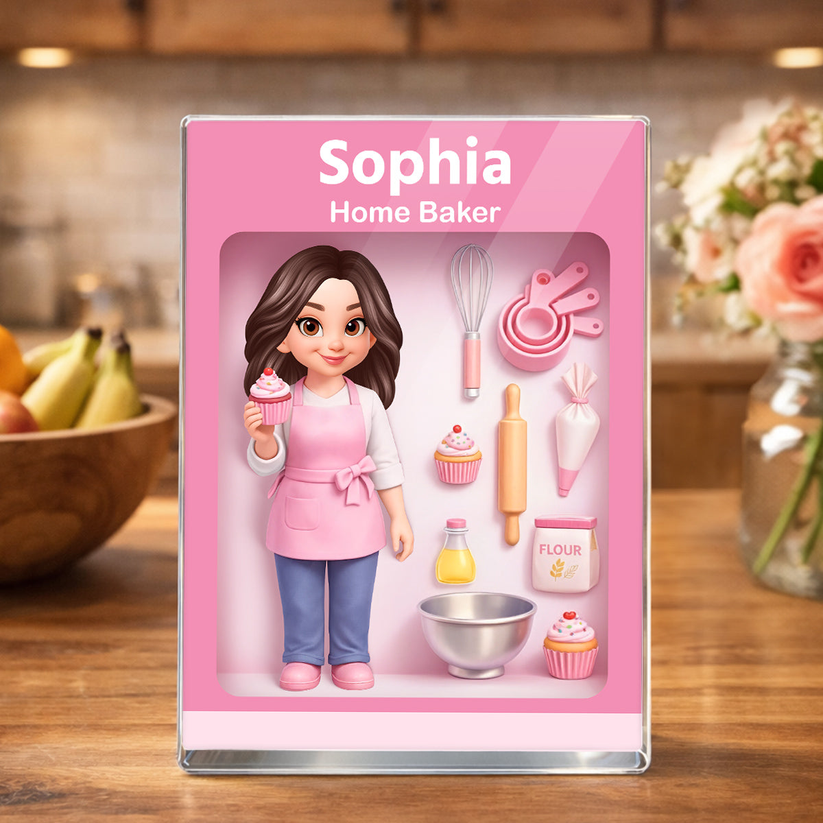 Home Baker 3D Action Figure - Personalized Acrylic Block - Gift for Bakers