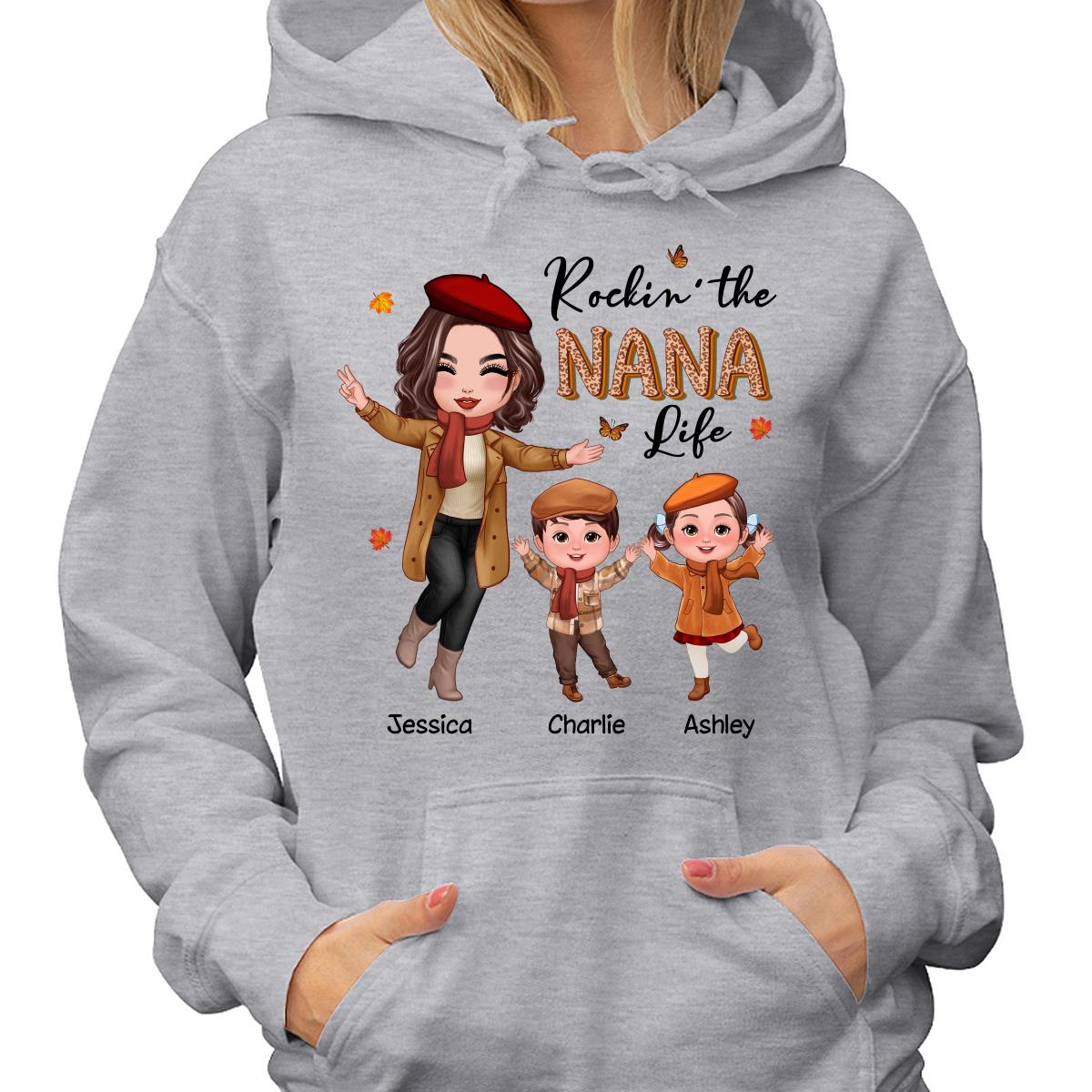 Rockin‘ Nana Life Fall Season Happy Doll Woman And Kids Personalized Shirt