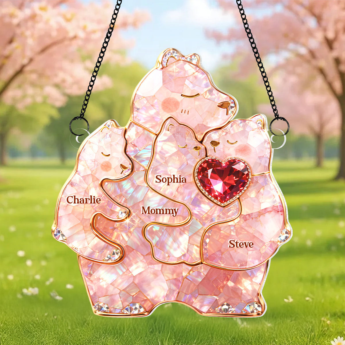 Mama Bear Warmest Hugs - Personalized Suncatcher - Heartfelt Mother's Day Gift for Mom, Wife