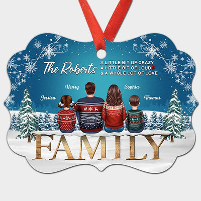 Family Sitting Snowflake Personalized Christmas Ornament