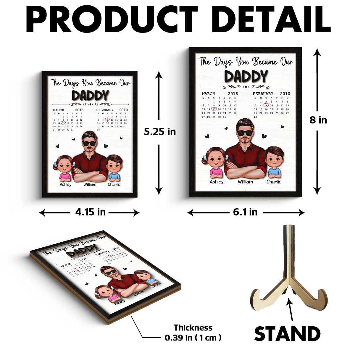 The Days You Became Our Dad Man & Doll Kids Personalized 2-Layer Wooden Plaque