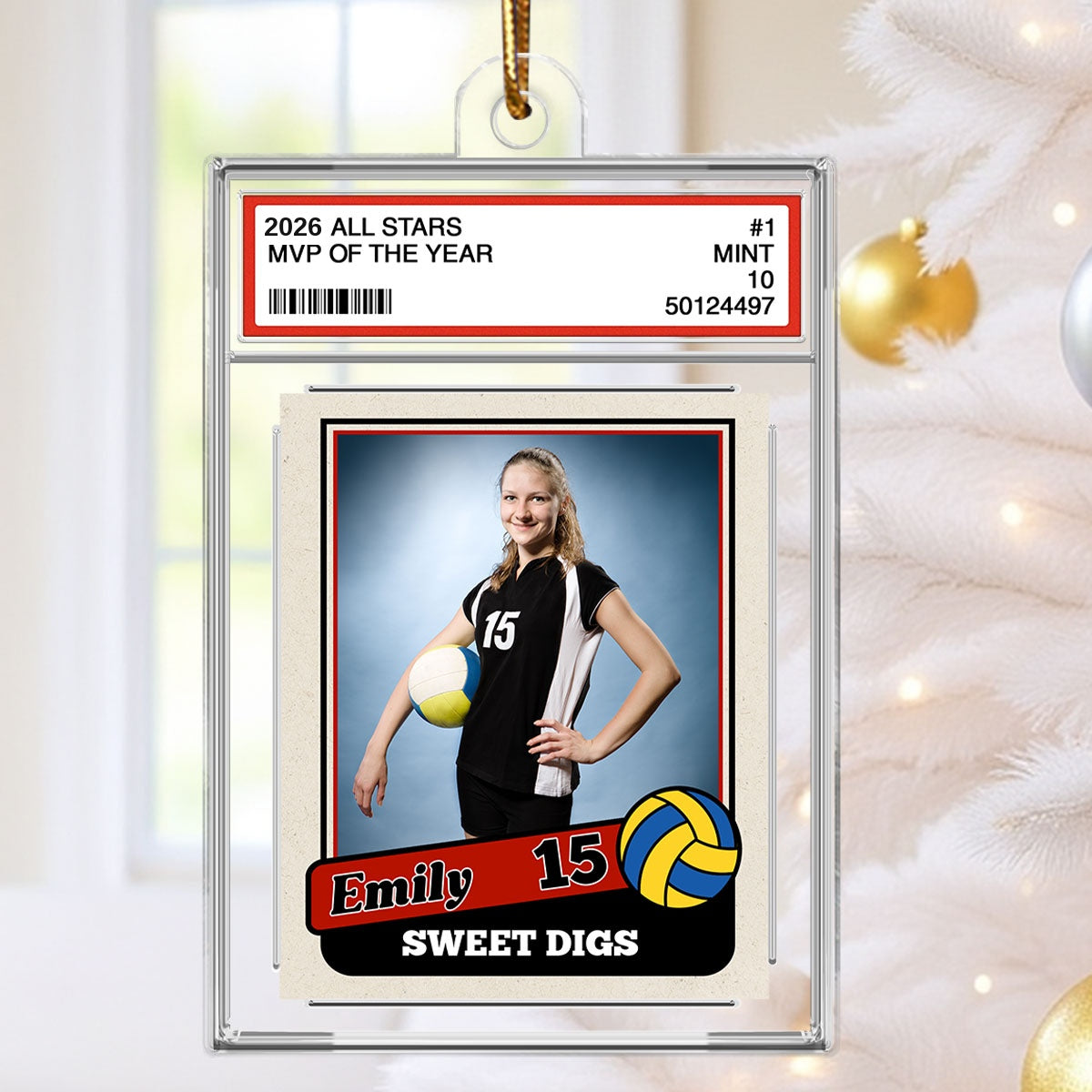 The MVP Sport Custom Photo Trading Card Style - Personalized Acrylic Ornament - Christmas Gift For Teenage, Kid