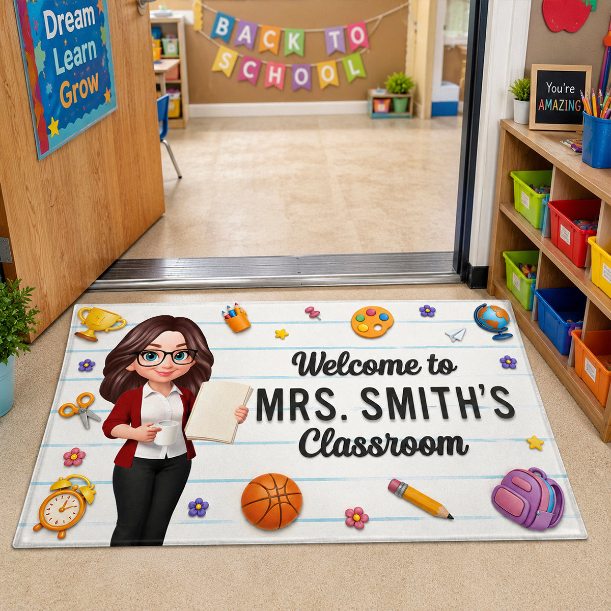 Cute Teacher Welcome Classroom - Personalized Doormat - Back To School Gift For Teacher, Classroom Decor