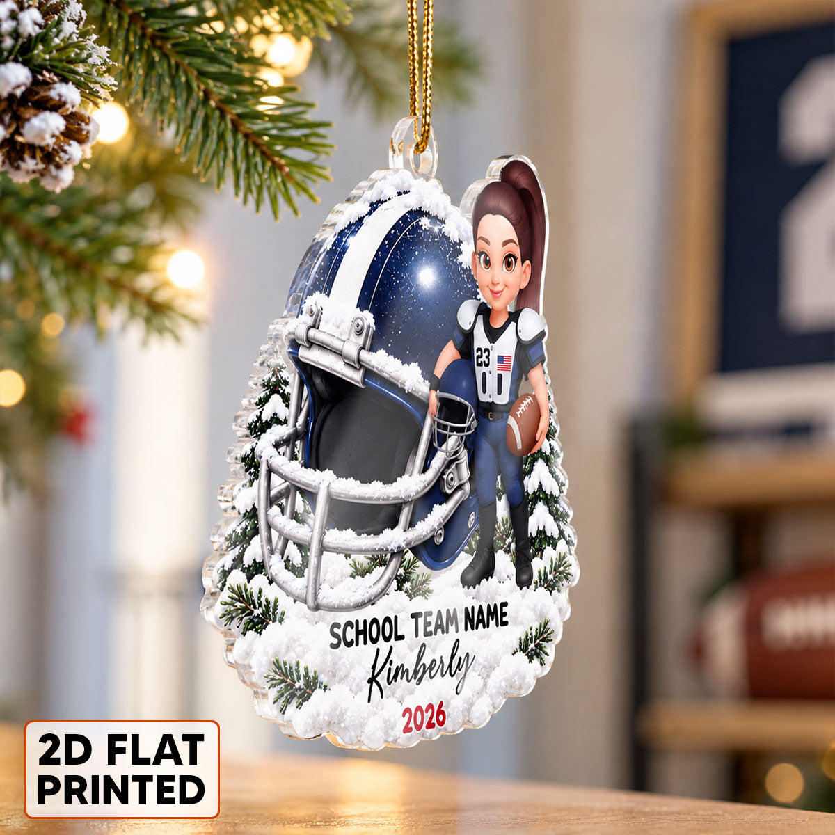 Football Design For Boy Girl - Personalized Acrylic Ornament - Gift For Granddaughter, Grandson