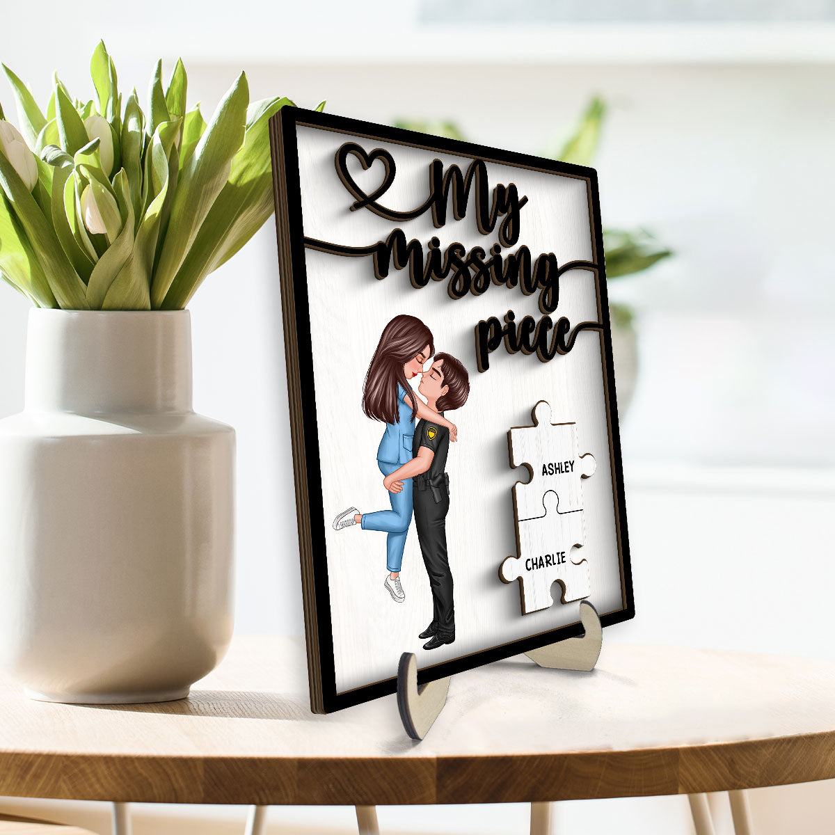 My Missing Piece Gift by Occupation Gift For Her Gift For Him - Personalized 2-Layered Wooden Plaque - Gift for Him, Gift for Her