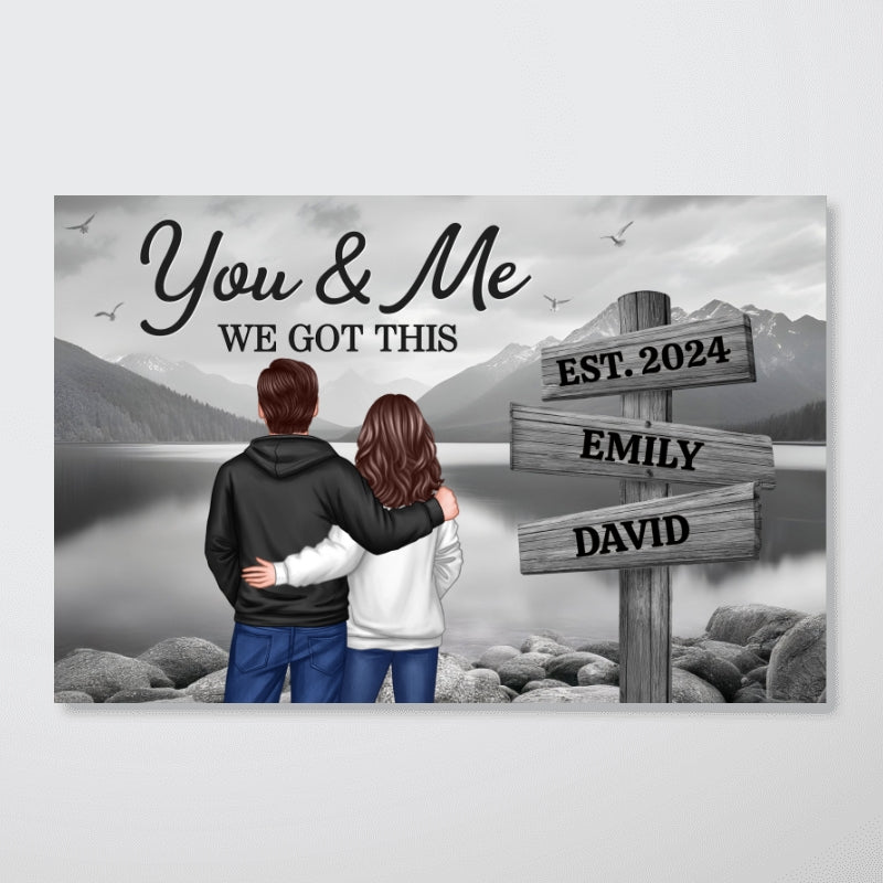 Lake Dock Couple Hugging At Lake Dock Sign Posts Personalized Poster, Home Decoration, Gift For Her, For Him