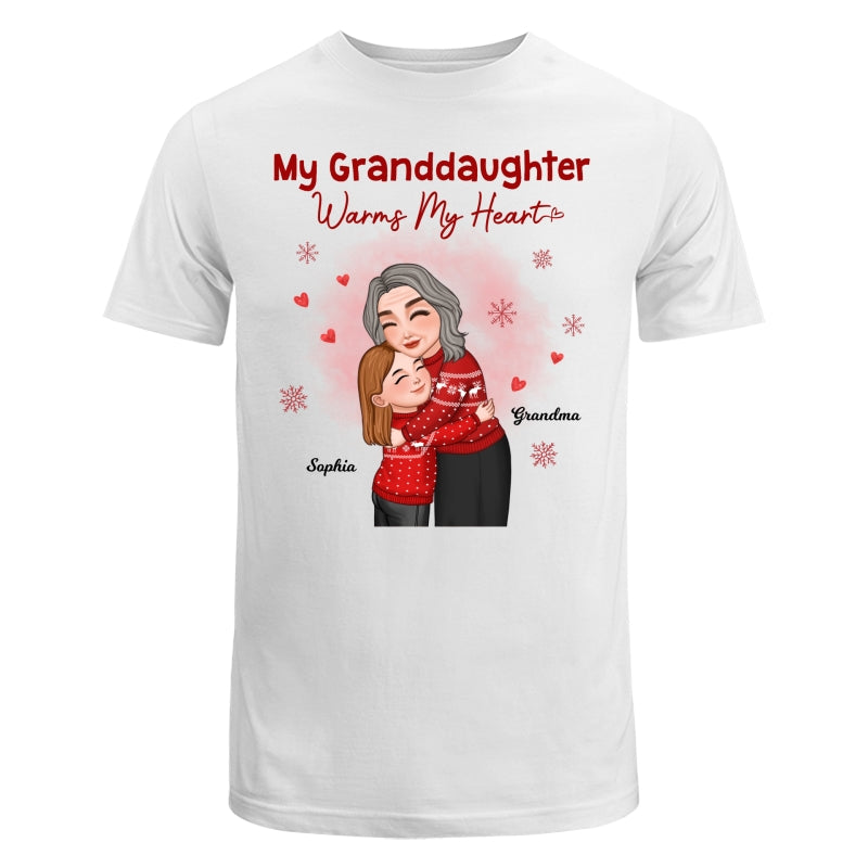 My Granddaughter Grandson Warms My Heart Grandma Grandkid Hugging Personalized Shirt