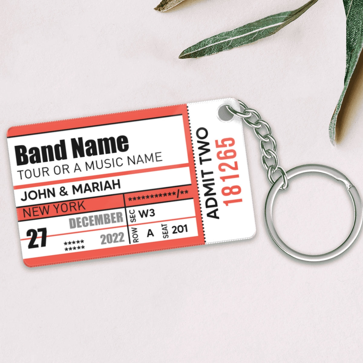 Custom Concert Stub Ticket Keepsake Personalized Acrylic Keychain