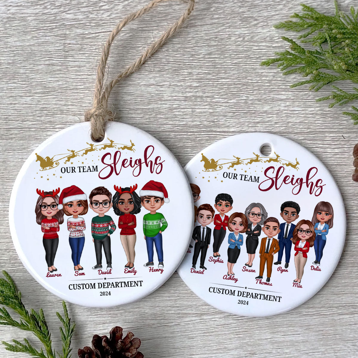 Staff Christmas Gifts, Best Team Ever Christmas Ornaments, Our Team Sleigh 2025 Ornament, Company Christmas Gift for Employees