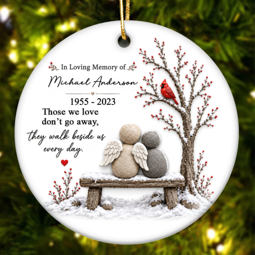 Cardinal Remembrance Gift - Personalized Ceramic Ornament - Custom Name Angel Keepsake, Sympathy Gift