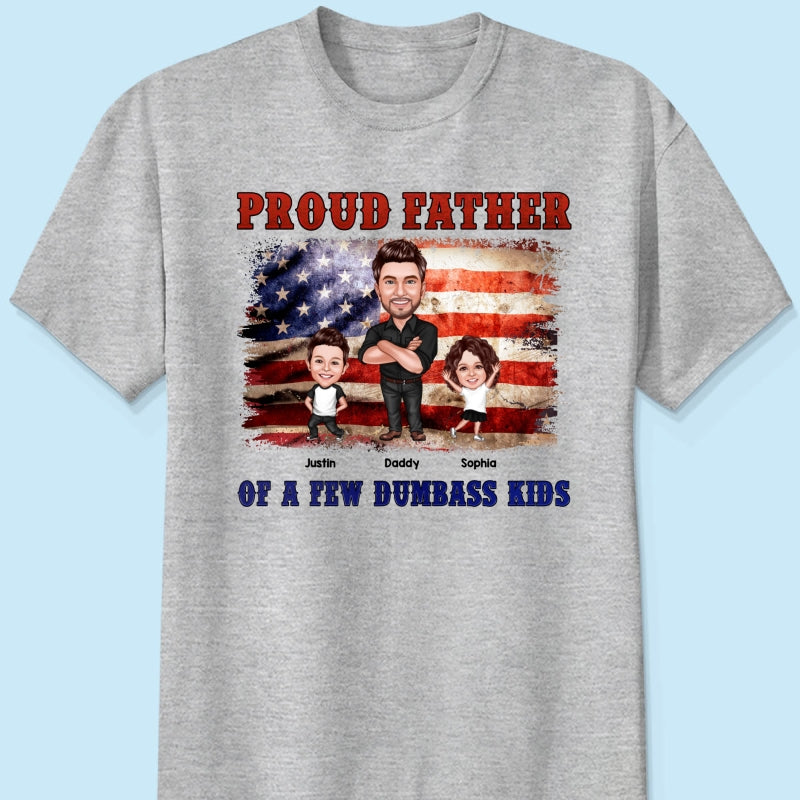 Proud Father Of Kids Caricature Personalized Shirt