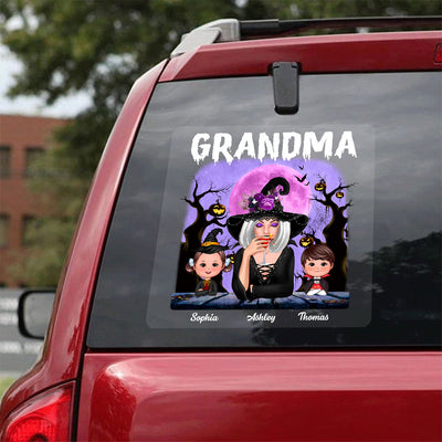 Purple Moon Tree Halloween Grandma Personalized Decal, Halloween Decor
