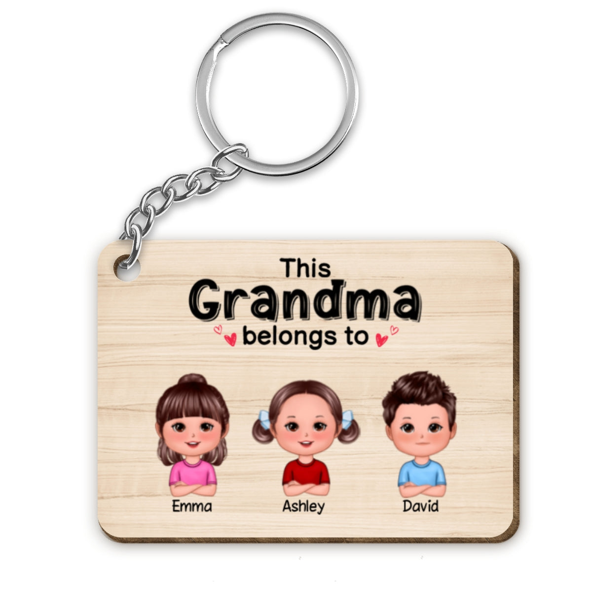 This Grandma Grandpa Dad Mom Belongs To Doll Kids Personalized Wooden Keychain