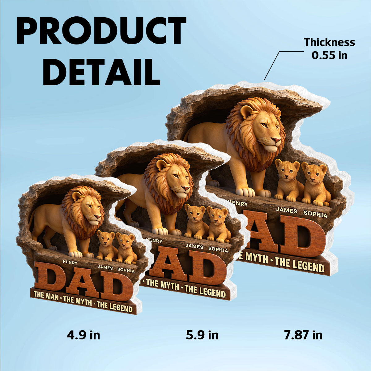 Lion Dad The Man The Myth The Legend - Personalized Acrylic Block Plaque - Cool Father's Day Gift For Dad