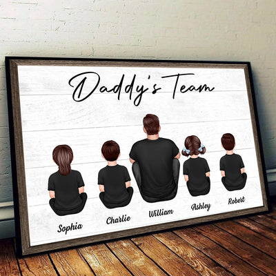 Daddy‘s Team Family Sitting - Personalized Poster - Gift For Dad, Gift For Husband, Gift For Grandpa