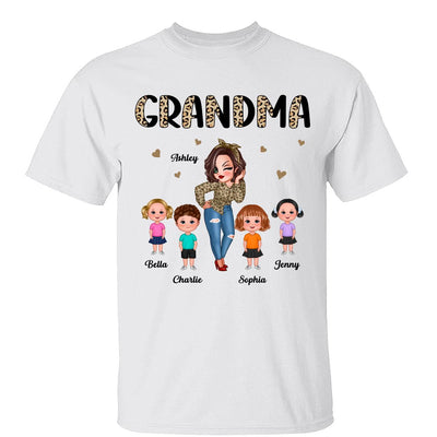 Half Leopard Pretty Grandma With Grandkids Personalized Shirt
