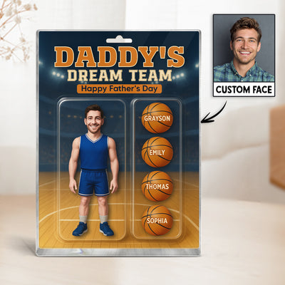 3D Effect Basketball Dad Custom Figure Personalized Rectangle Flat Acrylic Block Plaque