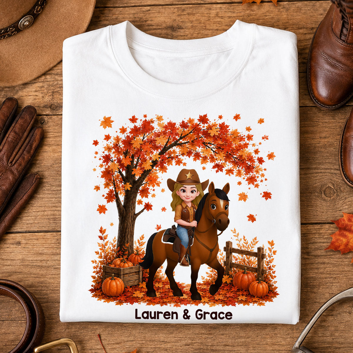 Trending Fall Season Girl And Her Horse - Personalized Shirt - Gift for Horse Lovers