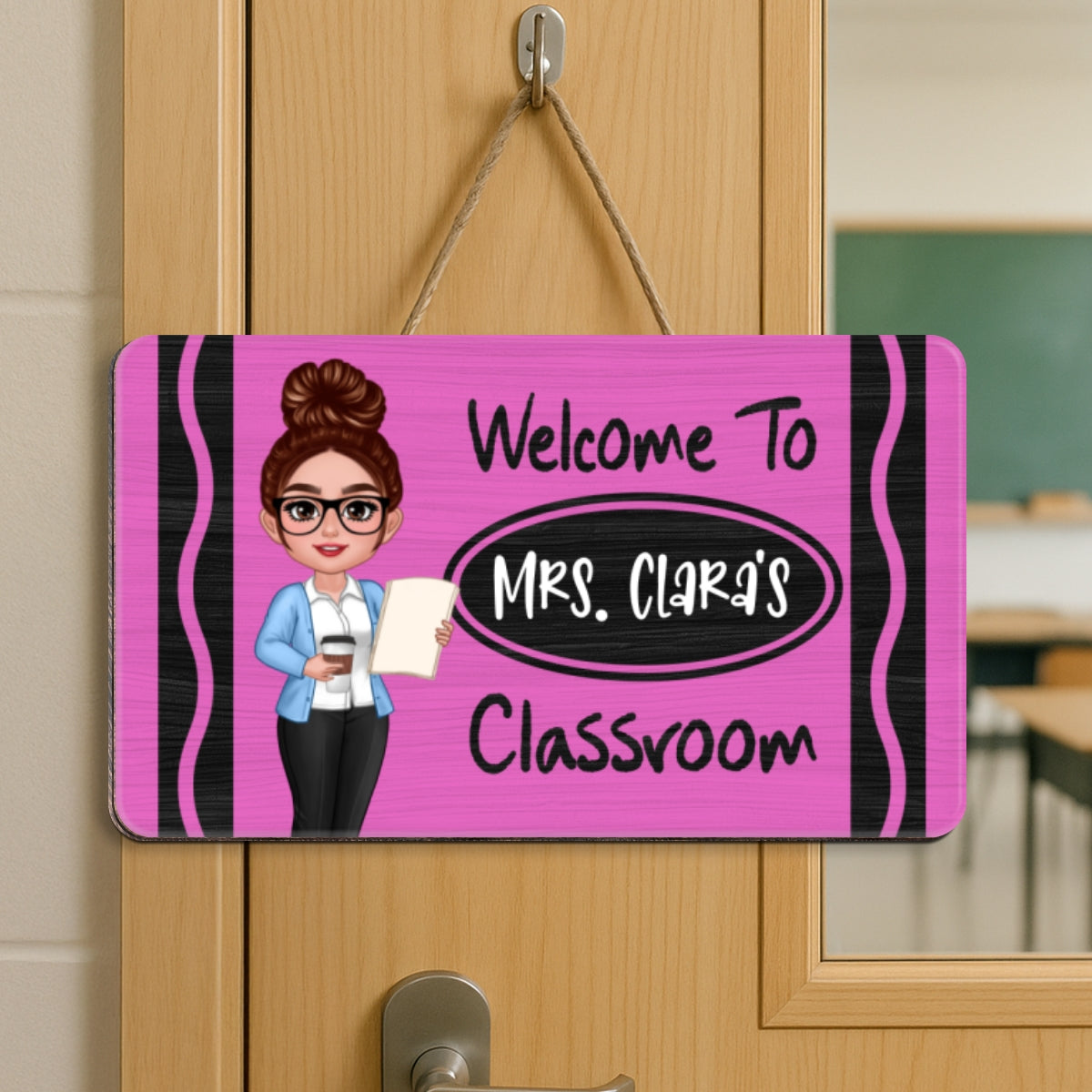 Teacher Crayon Welcome To Classroom Personalized Wood Sign